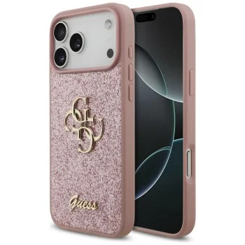 Калъф Guess - Fixed Glitter Big 4G (GUHCP18XHG4SGP) - iPhone 18 Pro Max / iPhone 17 Pro Max - Розов