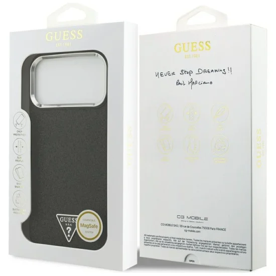 Калъф Guess Glitter Triangle Logo MagSafe (GUHMP18XPFGTSCMK) - iPhone 18 Pro Max / iPhone 17 Pro Max - Черен