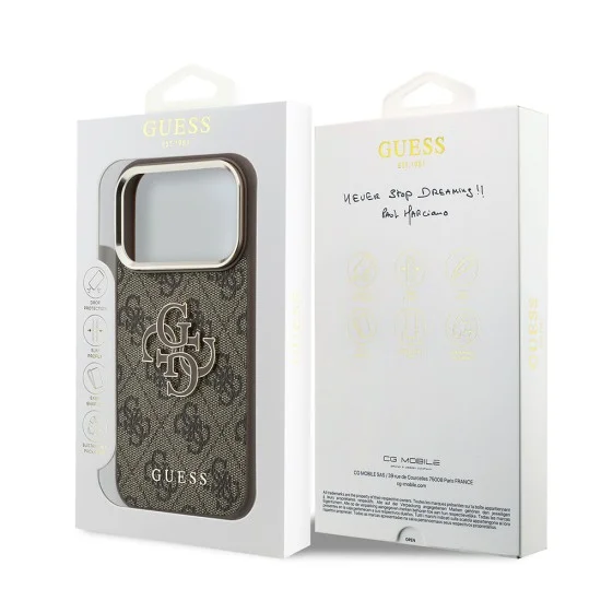 Калъф Guess Hardcase 4G Big Resin Logo (GUHCP18L6P4SRMLW) - iPhone 18 Pro - Кафяв