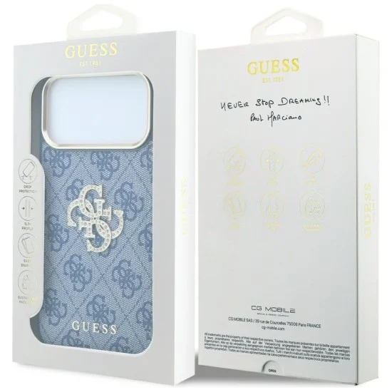 Калъф Guess Hardcase 4G Big Strass Logo (GUHCP18L6P4DSMLB) - iPhone 18 Pro / iPhone 17 Pro - Син