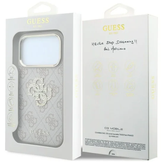 Калъф Guess Hardcase 4G Big Strass Logo (GUHCP18L6P4DSMLP) - iPhone 18 Pro / iPhone 17 Pro - Розов