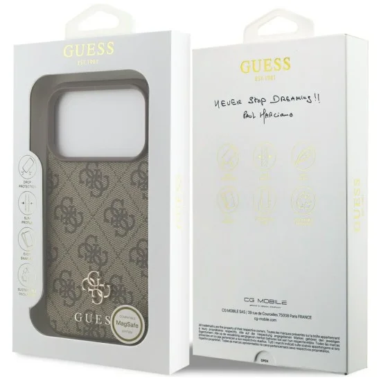 Калъф Guess Hardcase 4G Small & Classic MagSafe (GUHMP18LP4SM4MW) - iPhone 18 Pro / iPhone 17 Pro - Кафяв