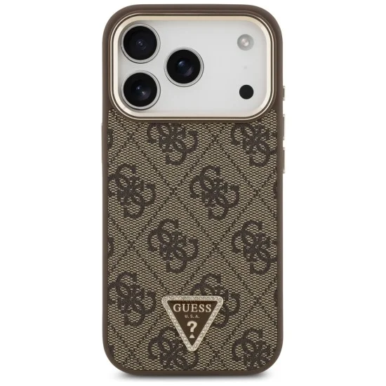 Калъф Guess Hardcase 4G Triangle Logo MagSafe (GUHMP18LP4GTDGMW) - iPhone 18 Pro / iPhone 17 Pro - Кафяв