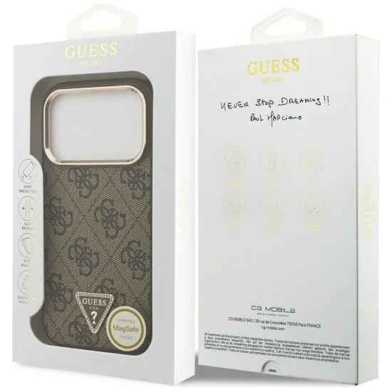 Калъф Guess Hardcase 4G Triangle Logo MagSafe (GUHMP18XP4GTDGMW) - iPhone 18 Pro Max / iPhone 17 Pro Max - Кафяв