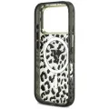 Калъф Guess Leopard Glitter Triangle Logo MagSafe (GUHMP18LHLEGTGLK) - iPhone 18 Pro / iPhone 17 Pro - Черен