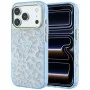 Калъф Guess Leopard Glitter Triangle Logo MagSafe (GUHMP18LHLEGTGLU) - iPhone 18 Pro / iPhone 17 Pro - Светлосин
