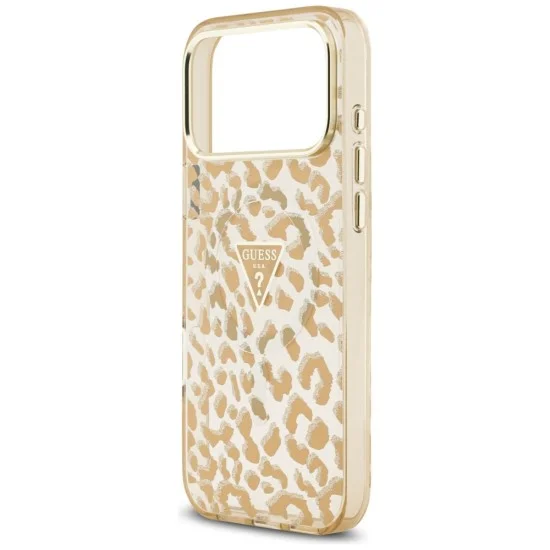 Калъф Guess Leopard Glitter Triangle Logo MagSafe (GUHMP18LHLEGTGLW) - iPhone 18 Pro / iPhone 17 Pro - Кафяв