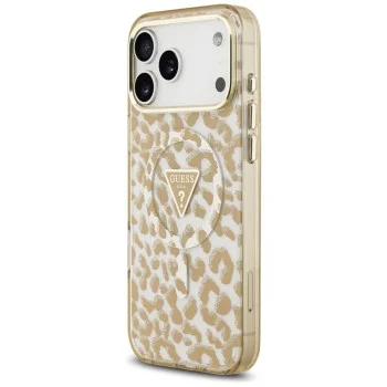 Калъф Guess Leopard Glitter Triangle Logo MagSafe (GUHMP18LHLEGTGLW) - iPhone 18 Pro / iPhone 17 Pro - Кафяв