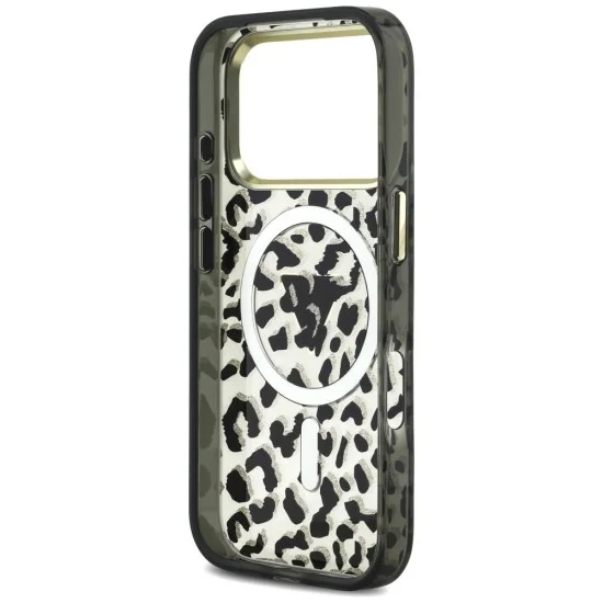 Калъф Guess Leopard Glitter Triangle Logo MagSafe (GUHMP18XHLEGTGLK) - iPhone 18 Pro Max / iPhone 17 Pro Max - Черен