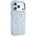 Калъф Guess Leopard Glitter Triangle Logo MagSafe (GUHMP18XHLEGTGLU) - iPhone 18 Pro Max / iPhone 17 Pro Max - Светлосин