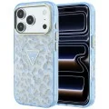Калъф Guess Leopard Glitter Triangle Logo MagSafe (GUHMP18XHLEGTGLU) - iPhone 18 Pro Max / iPhone 17 Pro Max - Светлосин