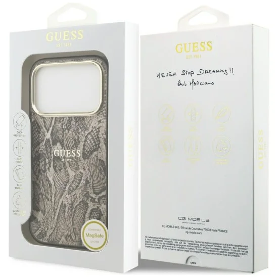 Калъф Guess Python Pattern MagSafe (GUHMP18LHIMPYGW) - iPhone 18 Pro / iPhone 17 Pro - Кафяв