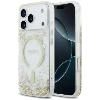 Калъф Guess - Resin Bottom Glitter MagSafe (GUHMP18LRGRGED) - iPhone 18 Pro / iPhone 17 Pro - Златен