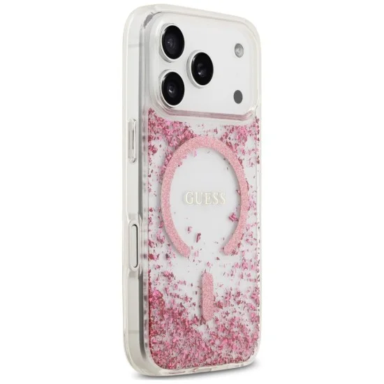 Guess - Resin Bottom Glitter MagSafe (GUHMP18LRGRGEP) - iPhone 18 Pro / iPhone 17 Pro - Pink
