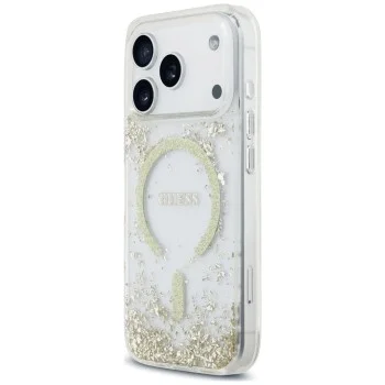 Калъф Guess - Resin Bottom Glitter MagSafe (GUHMP18XRGRGED) - iPhone 18 Pro Max / iPhone 17 Pro Max - Златен