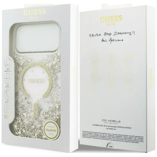 Guess - Resin Bottom Glitter MagSafe (GUHMP18XRGRGED) - iPhone 18 Pro Max / iPhone 17 Pro Max - Gold