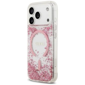 Калъф Guess - Resin Bottom Glitter MagSafe (GUHMP18XRGRGEP) - iPhone 18 Pro Max / iPhone 17 Pro Max - Розов