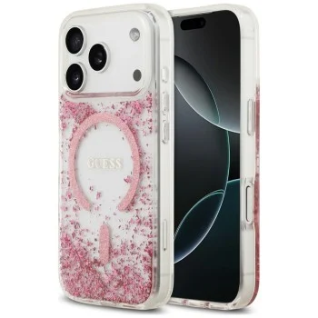Калъф Guess - Resin Bottom Glitter MagSafe (GUHMP18XRGRGEP) - iPhone 18 Pro Max / iPhone 17 Pro Max - Розов
