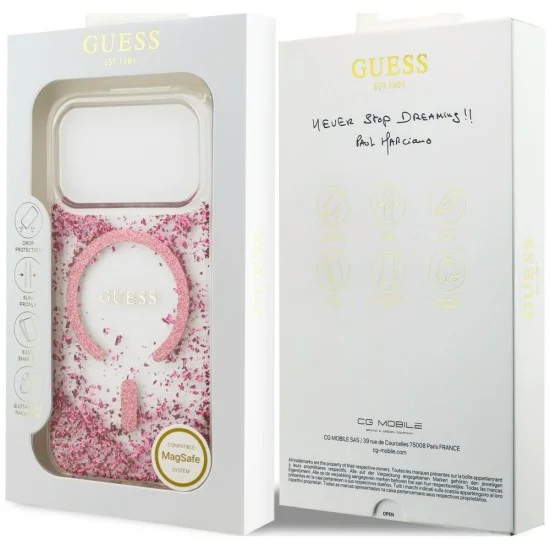 Guess - Resin Bottom Glitter MagSafe (GUHMP18XRGRGEP) - iPhone 18 Pro Max / iPhone 17 Pro Max - Pink