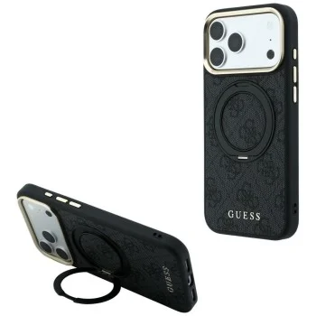 Калъф Guess - Ring Stand Classic Logo MagSafe (GUHMP18L6PS4RSCLK) - iPhone 18 Pro / iPhone 17 Pro - Черен