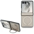 Калъф Guess Ring Stand Grained Classic Logo MagSafe (GUHMZF86PSGRSCLE) - Samsung Galaxy Z Flip8 - Бежов