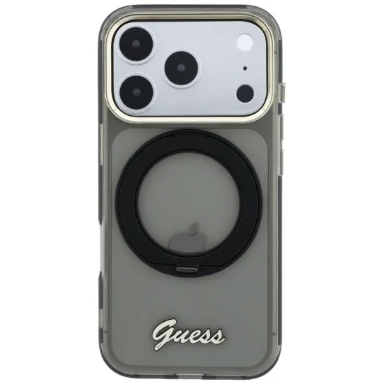 Калъф Guess Ring Stand Script Metal Logo MagSafe (GUHMP18X6HCCMSK) - iPhone 18 Pro Max / iPhone 17 Pro Max - Черен