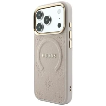 Калъф Guess - Saffiano Peony & Ring MagSafe (GUHMP18LPSAMSECP) - iPhone 18 Pro / iPhone 17 Pro - Розов