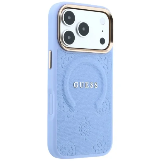 Guess - Saffiano Peony & Ring MagSafe (GUHMP18XPSAMSECB) - iPhone 18 Pro Max / iPhone 17 Pro Max - Light Blue