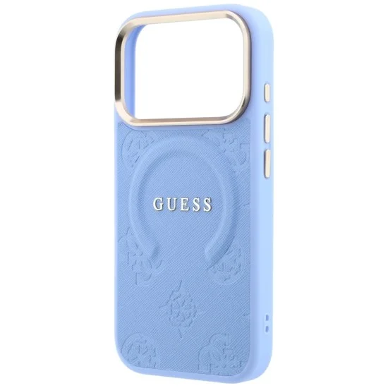 Guess - Saffiano Peony & Ring MagSafe (GUHMP18XPSAMSECB) - iPhone 18 Pro Max / iPhone 17 Pro Max - Light Blue