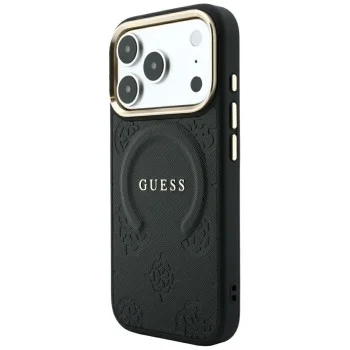 Калъф Guess - Saffiano Peony & Ring MagSafe (GUHMP18XPSAMSECK) - iPhone 18 Pro Max / iPhone 17 Pro Max - Черен