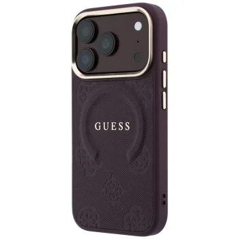 Калъф Guess - Saffiano Peony & Ring MagSafe (GUHMP18XPSAMSECU) - iPhone 18 Pro Max / iPhone 17 Pro Max - Бордо