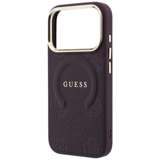 Guess - Saffiano Peony & Ring MagSafe (GUHMP18XPSAMSECU) - iPhone 18 Pro Max / iPhone 17 Pro Max - Burgundy