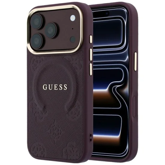 Guess - Saffiano Peony & Ring MagSafe (GUHMP18XPSAMSECU) - iPhone 18 Pro Max / iPhone 17 Pro Max - Burgundy