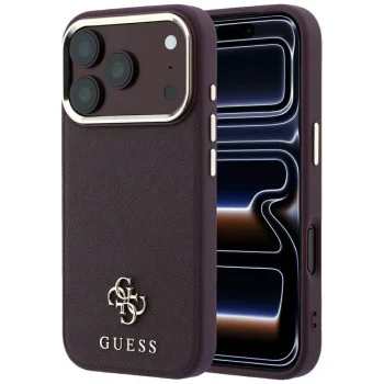 Калъф Guess Saffiano Small 4G Classic MagSafe (GUHMP18L6PSA4DMU) - iPhone 18 Pro / iPhone 17 Pro - Бордо