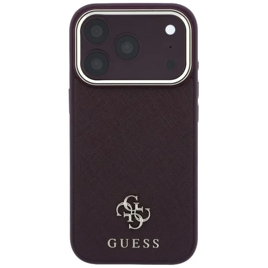 Калъф Guess Saffiano Small 4G Classic MagSafe (GUHMP18L6PSA4DMU) - iPhone 18 Pro / iPhone 17 Pro - Бордо