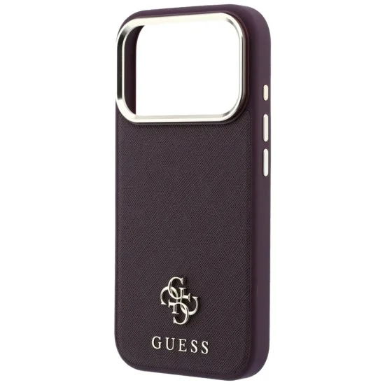 Калъф Guess Saffiano Small 4G Classic MagSafe (GUHMP18L6PSA4DMU) - iPhone 18 Pro / iPhone 17 Pro - Бордо