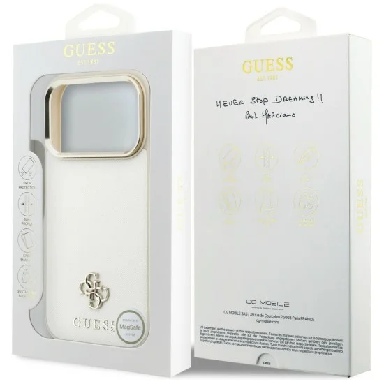 Калъф Guess Saffiano Small 4G Classic MagSafe (GUHMP18X6PSA4DME) - iPhone 18 Pro Max / iPhone 17 Pro Max - Бежов