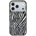Калъф Guess Zebra Glitter Triangle Logo MagSafe (GUHMP18X6HZPGTLS) - iPhone 18 Pro Max / iPhone 17 Pro Max - Сребрист