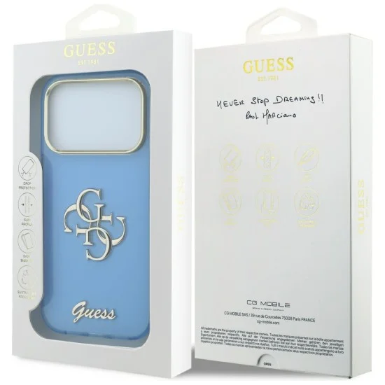 Калъф Guess IML 4G Metal Script (GUHCP18L5HC4MLSL) - iPhone 18 Pro / iPhone 17 Pro - Светлосин