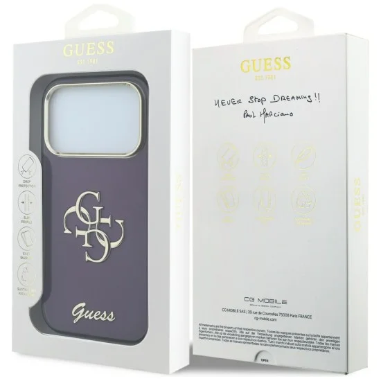 Калъф Guess IML 4G Metal Script (GUHCP18L5HC4MLSU) - iPhone 18 Pro / iPhone 17 Pro - Бордо