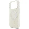 Калъф Guess IML Flowers Electroplated with Pearl Strap MagSafe (GUHMP18LHCPOFPH) - iPhone 18 Pro / iPhone 17 Pro - Бял
