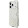 Калъф Guess IML Flowers Electroplated with Pearl Strap MagSafe (GUHMP18LHCPOFPH) - iPhone 18 Pro / iPhone 17 Pro - Бял