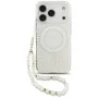 Калъф Guess IML Flowers Electroplated with Pearl Strap MagSafe (GUHMP18XHCPOFPH) - iPhone 18 Pro Max / iPhone 17 Pro Max - Бял