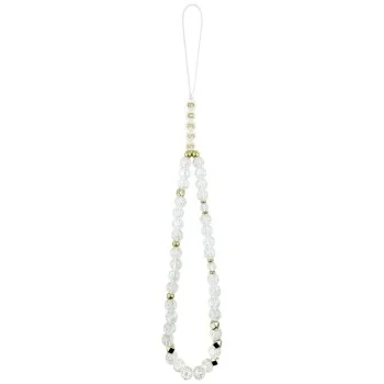 Калъф Guess IML Flowers Electroplated with Pearl Strap MagSafe (GUHMP18XHCPOFPH) - iPhone 18 Pro Max / iPhone 17 Pro Max - Бял