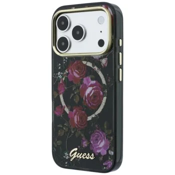 Калъф Guess IML Glitter Blossom Roses MagSafe (GUHMP18L6HTBGSLK) - iPhone 18 Pro / iPhone 17 Pro - Черен