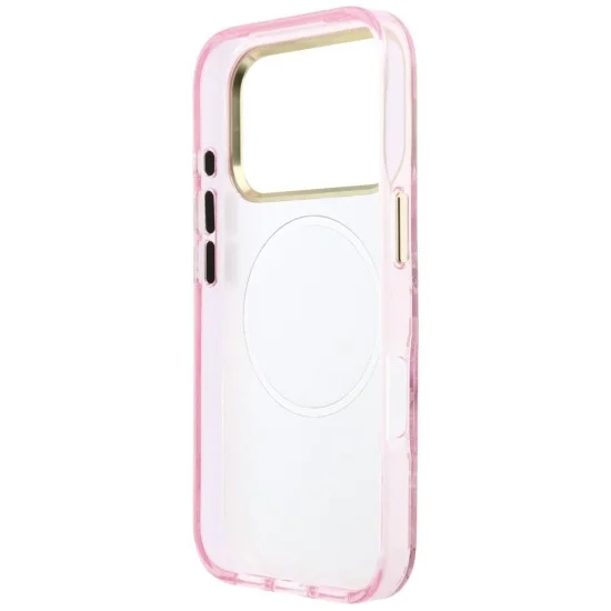 Калъф Guess IML Glitter Blossom Roses MagSafe (GUHMP18L6HTBGSLP) - iPhone 18 Pro / iPhone 17 Pro - Розов