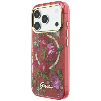 Калъф Guess IML Glitter Blossom Roses MagSafe (GUHMP18X6HTBGSLU) - iPhone 18 Pro Max / iPhone 17 Pro Max - Бордо
