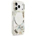 Калъф Guess IML Glitter Flowers Triangle MagSafe (GUHMP18LHFLPEDH) - iPhone 18 Pro / iPhone 17 Pro - Бял