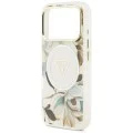 Калъф Guess IML Glitter Flowers Triangle MagSafe (GUHMP18LHFLPEDH) - iPhone 18 Pro / iPhone 17 Pro - Бял