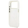 Калъф Guess IML Glitter Flowers Triangle MagSafe (GUHMP18LHFLPEDH) - iPhone 18 Pro / iPhone 17 Pro - Бял